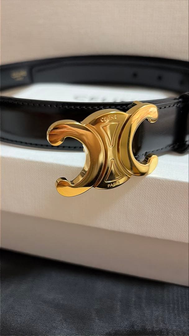 美品☆CELINE トリオンフ ベルト ブラック