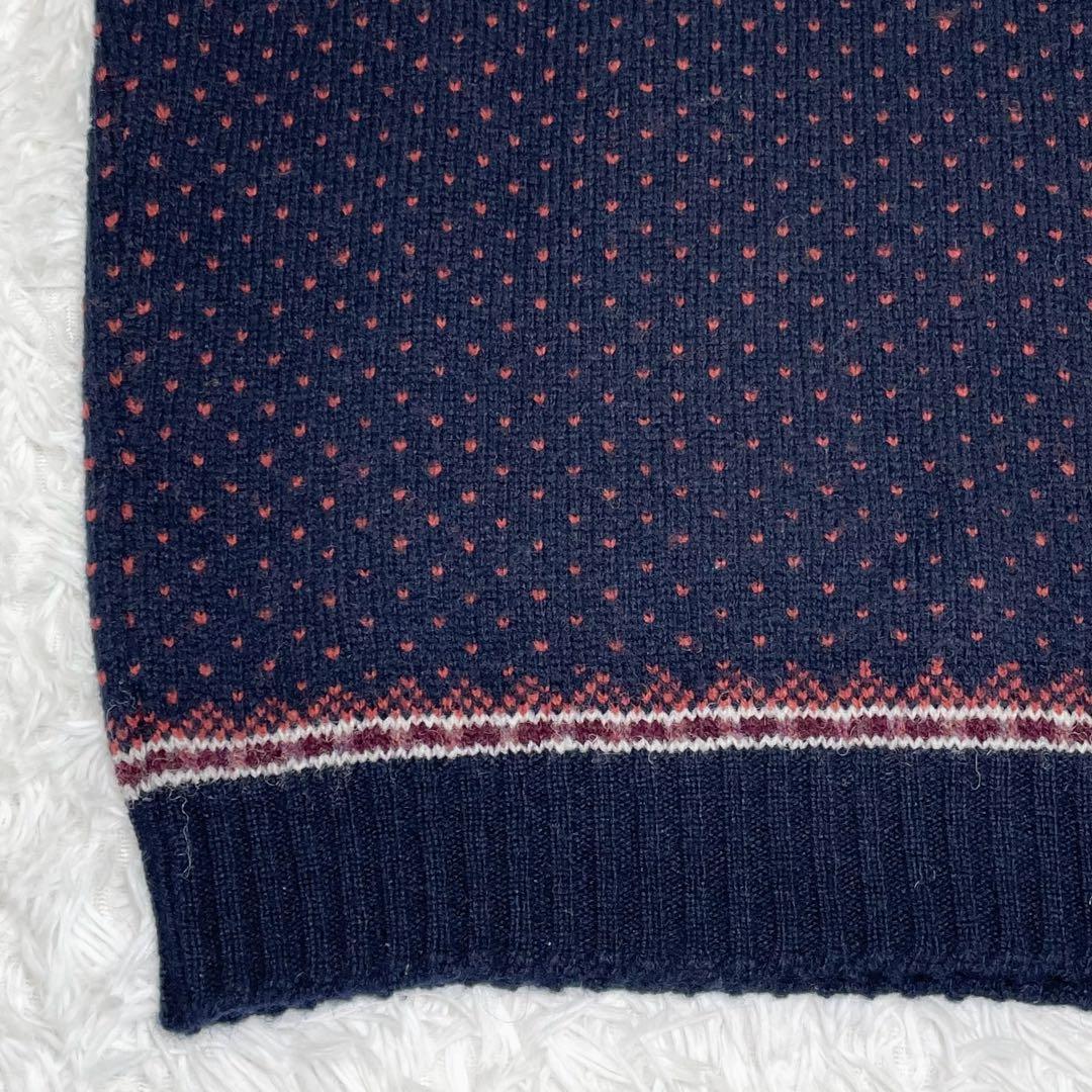 【美品】ジャミーソンズ　ニットベスト・フェアアイル柄・Vネック・ XL