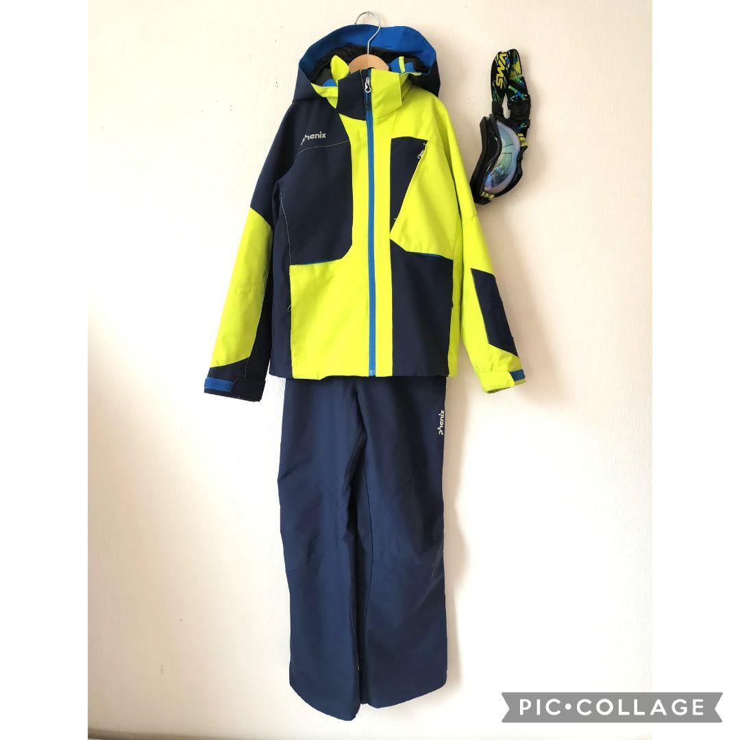 極美品 PHENIX フェニックス スキーウェア 上下 150 黄×紺 ジュニア