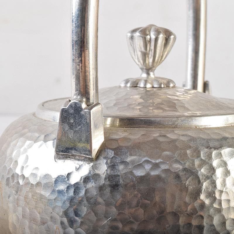 茶道具　平安　長栄堂造　純錫　湯沸かし　錫瓶　約497ｇ　共箱　D　R8102