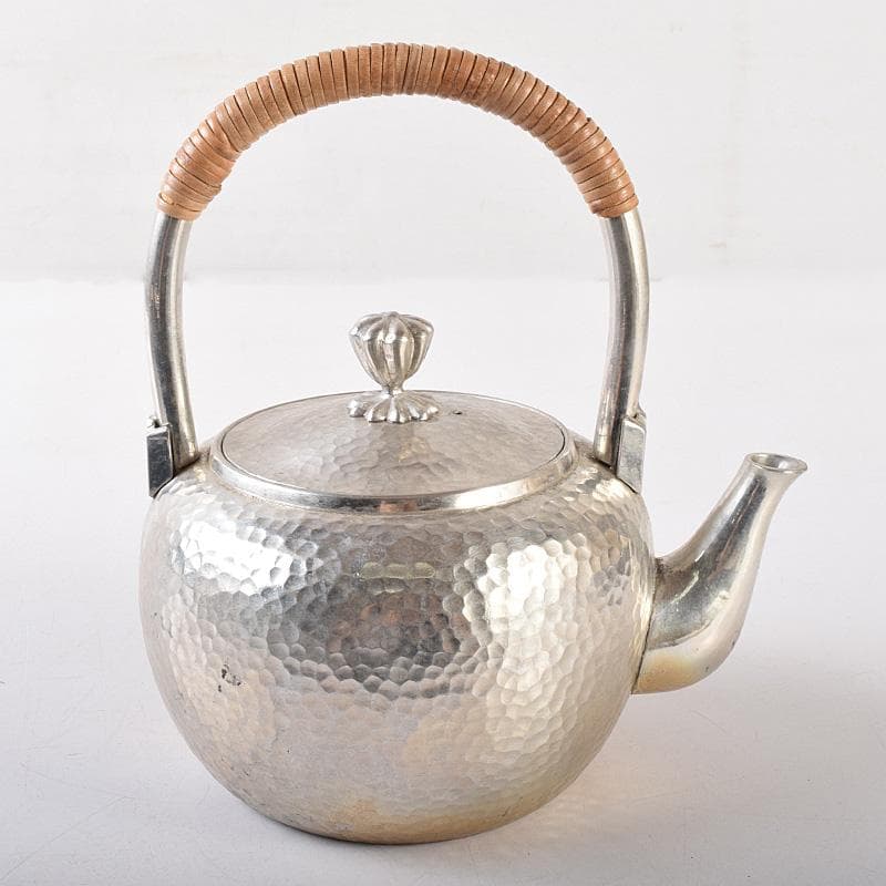 茶道具　平安　長栄堂造　純錫　湯沸かし　錫瓶　約497ｇ　共箱　D　R8102