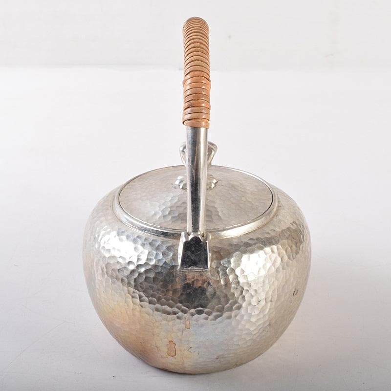 茶道具　平安　長栄堂造　純錫　湯沸かし　錫瓶　約497ｇ　共箱　D　R8102