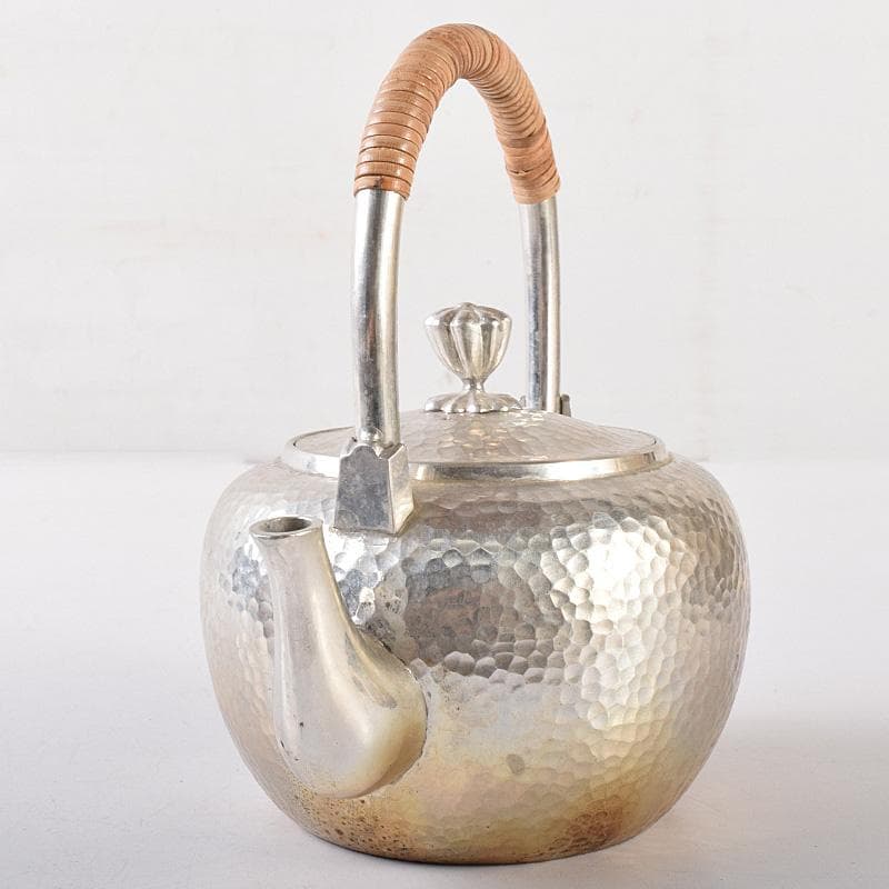 茶道具　平安　長栄堂造　純錫　湯沸かし　錫瓶　約497ｇ　共箱　D　R8102