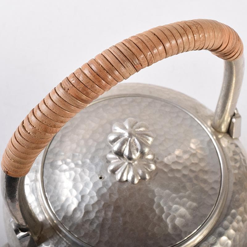 茶道具　平安　長栄堂造　純錫　湯沸かし　錫瓶　約497ｇ　共箱　D　R8102