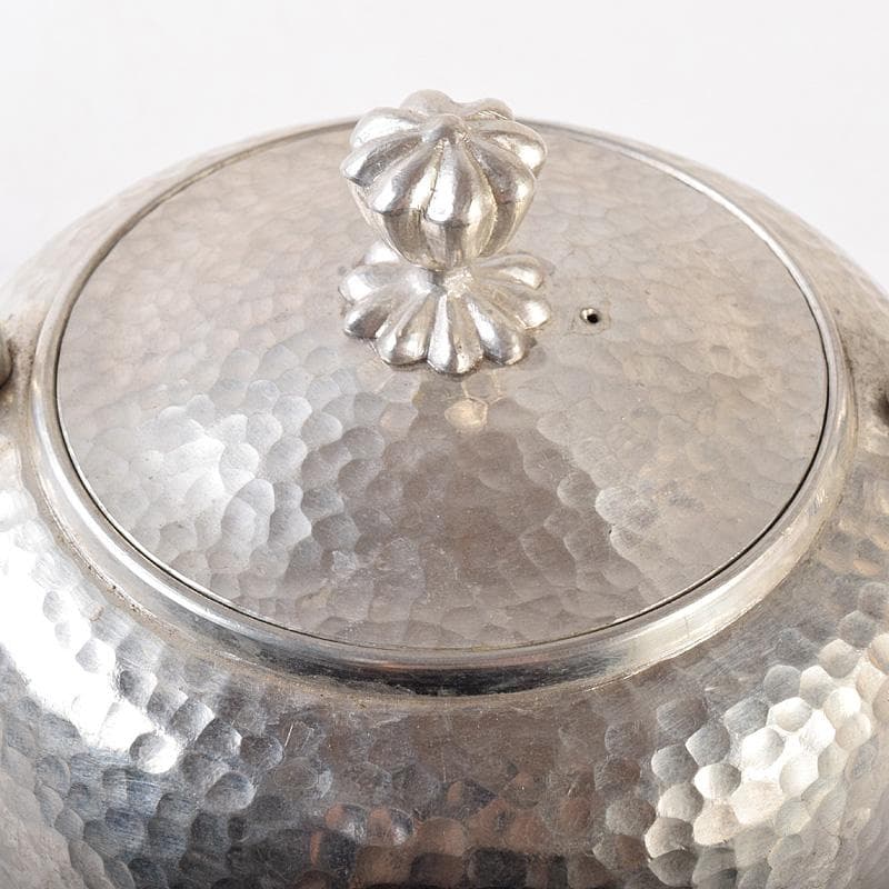 茶道具　平安　長栄堂造　純錫　湯沸かし　錫瓶　約497ｇ　共箱　D　R8102