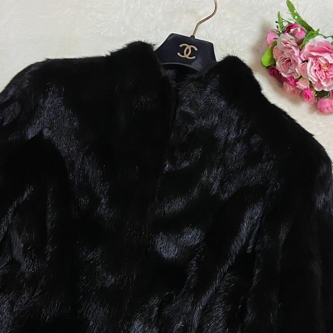 【美品】ミンク 本毛皮 コート ブラック 毛並み◎