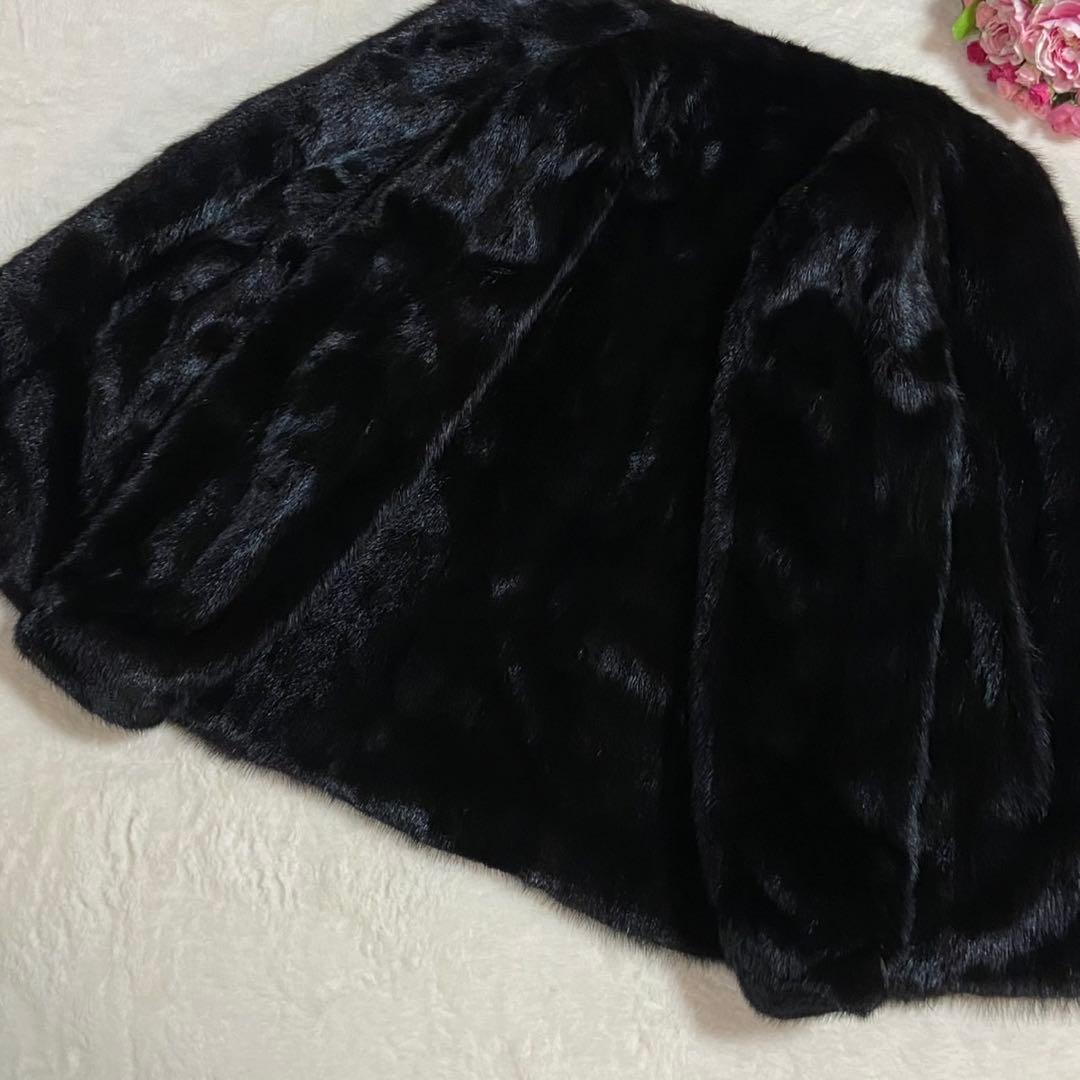【美品】ミンク 本毛皮 コート ブラック 毛並み◎