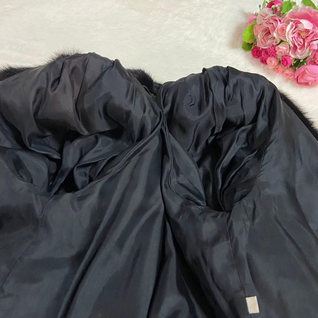 【美品】ミンク 本毛皮 コート ブラック 毛並み◎