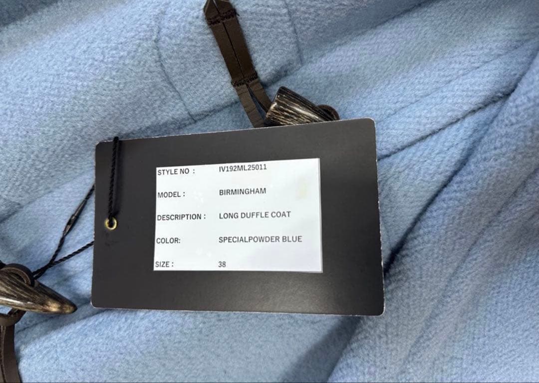 未使用サンプル品INVERTERE ダッフルコートBIRMINGHAM水色38