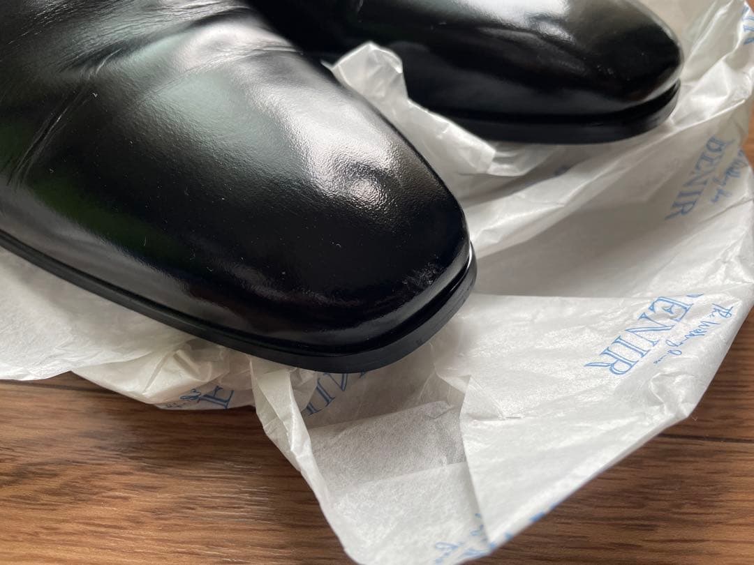 benir ブライダルシューズ 革靴 6cmアップ ウェディング 黒