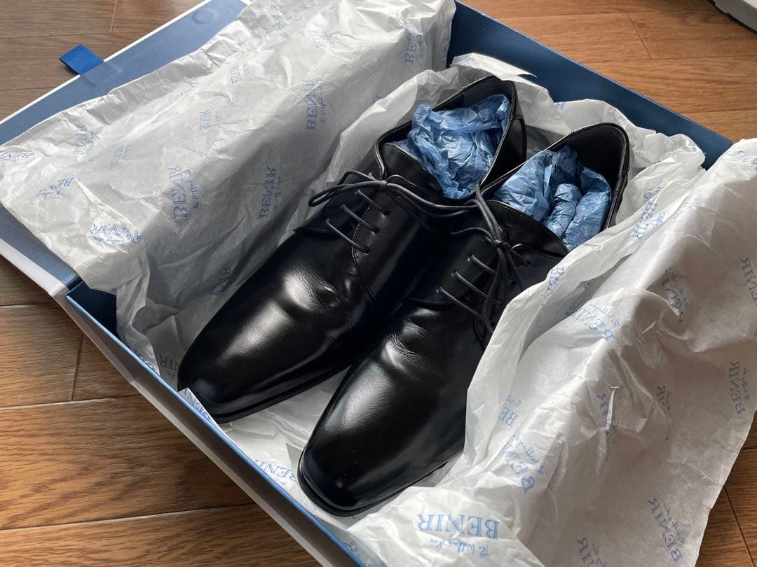 benir ブライダルシューズ 革靴 6cmアップ ウェディング 黒