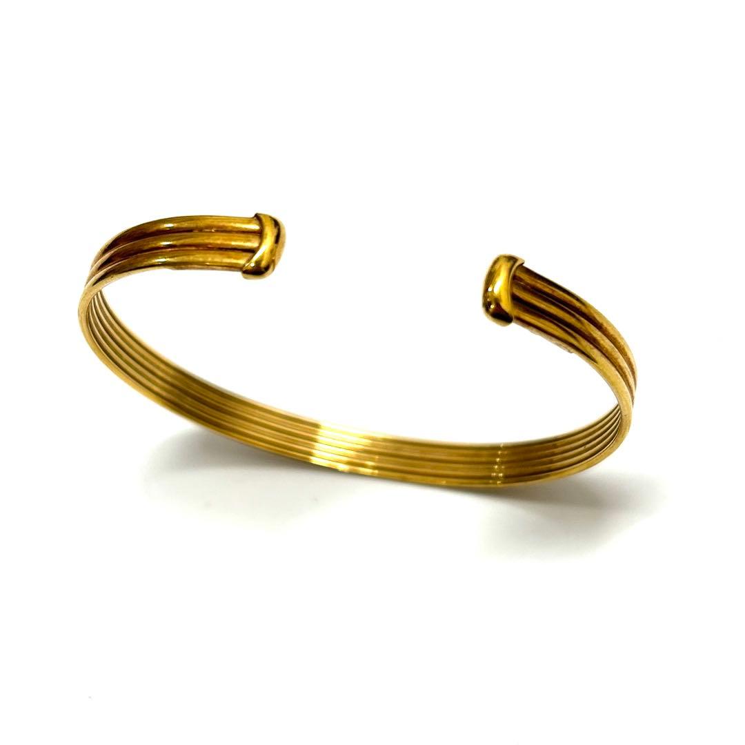 K18 18金　磁気ブレスレット　ストライプデザイン　バングル