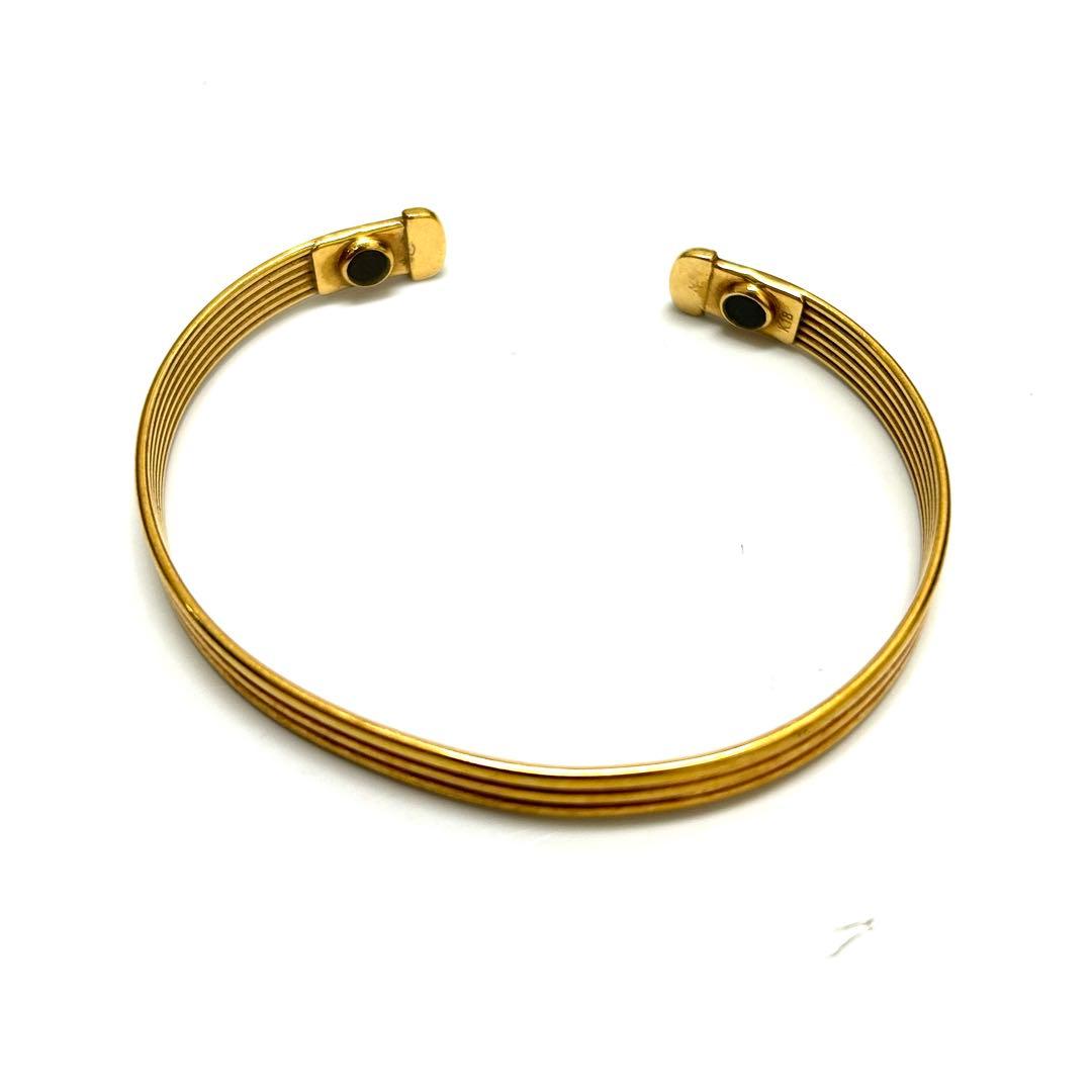 K18 18金　磁気ブレスレット　ストライプデザイン　バングル