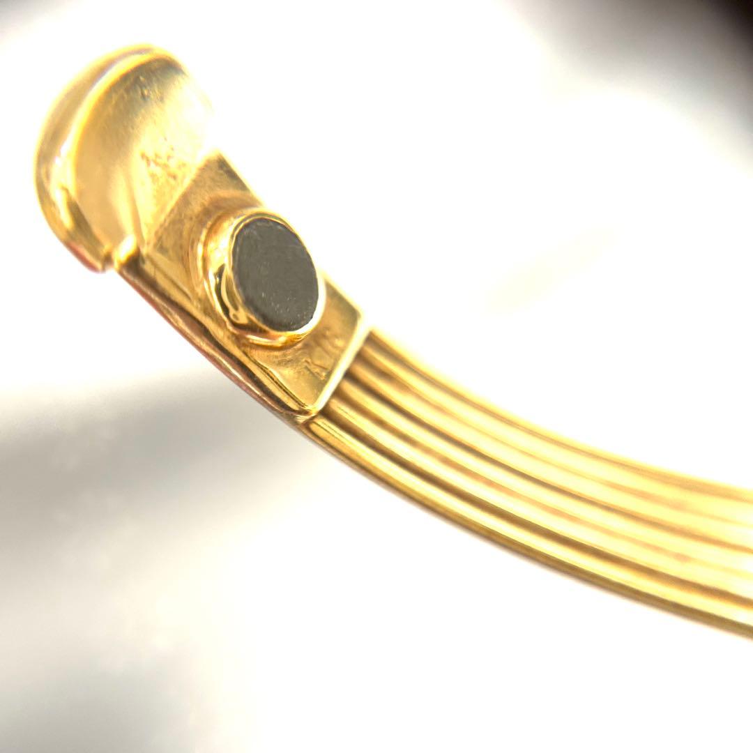 K18 18金　磁気ブレスレット　ストライプデザイン　バングル