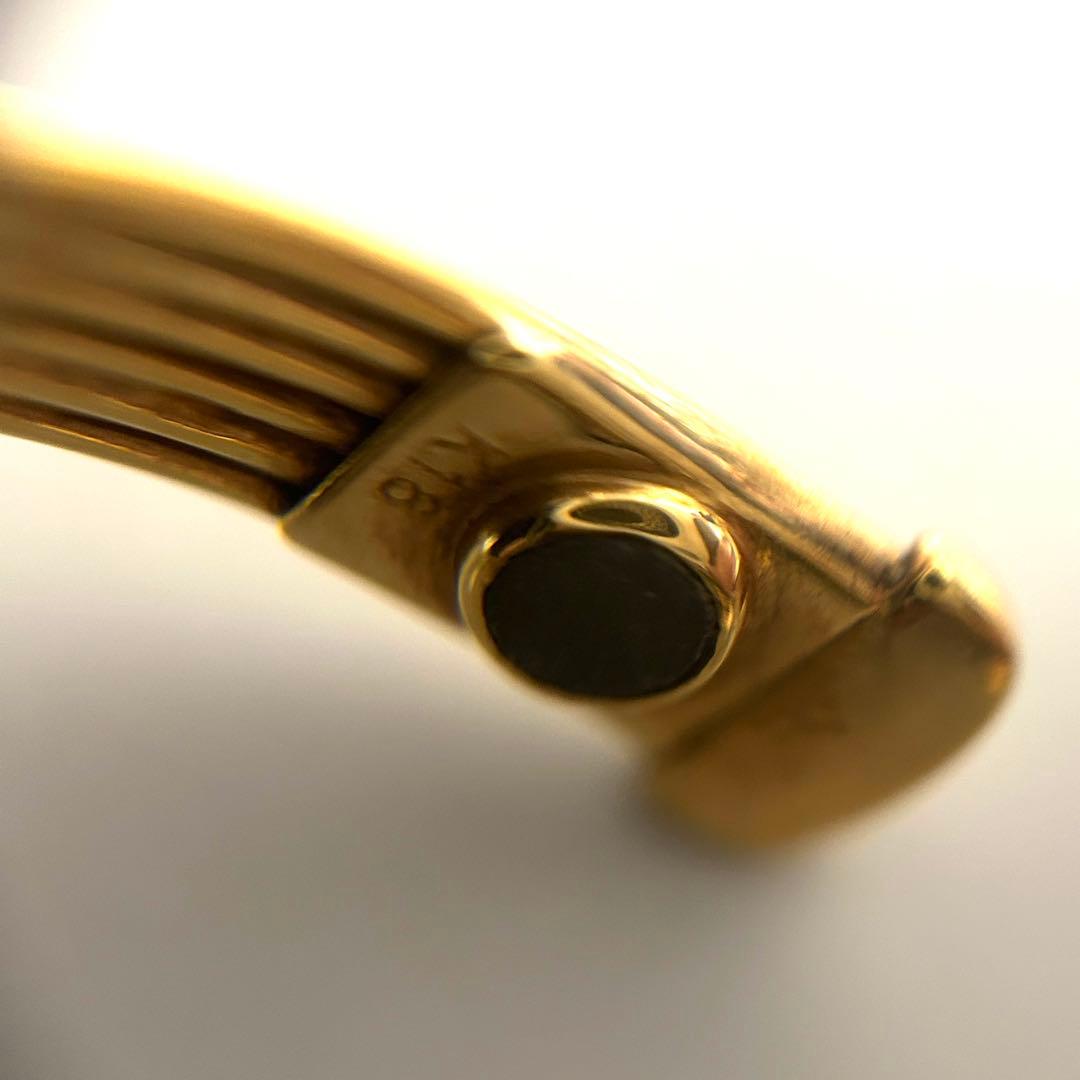 K18 18金　磁気ブレスレット　ストライプデザイン　バングル