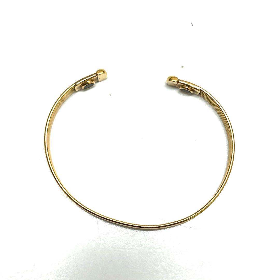 K18 18金　磁気ブレスレット　ストライプデザイン　バングル