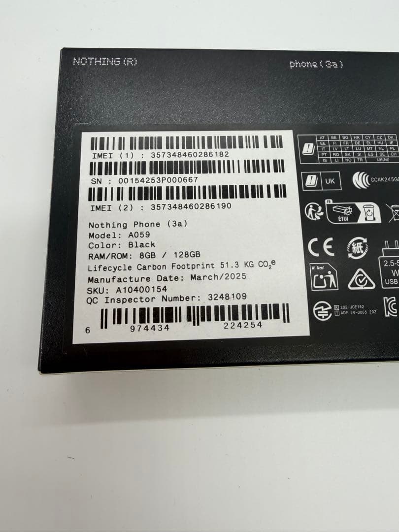 【極美品】Nothing phone 3a ブラック128GB 付属品完備！