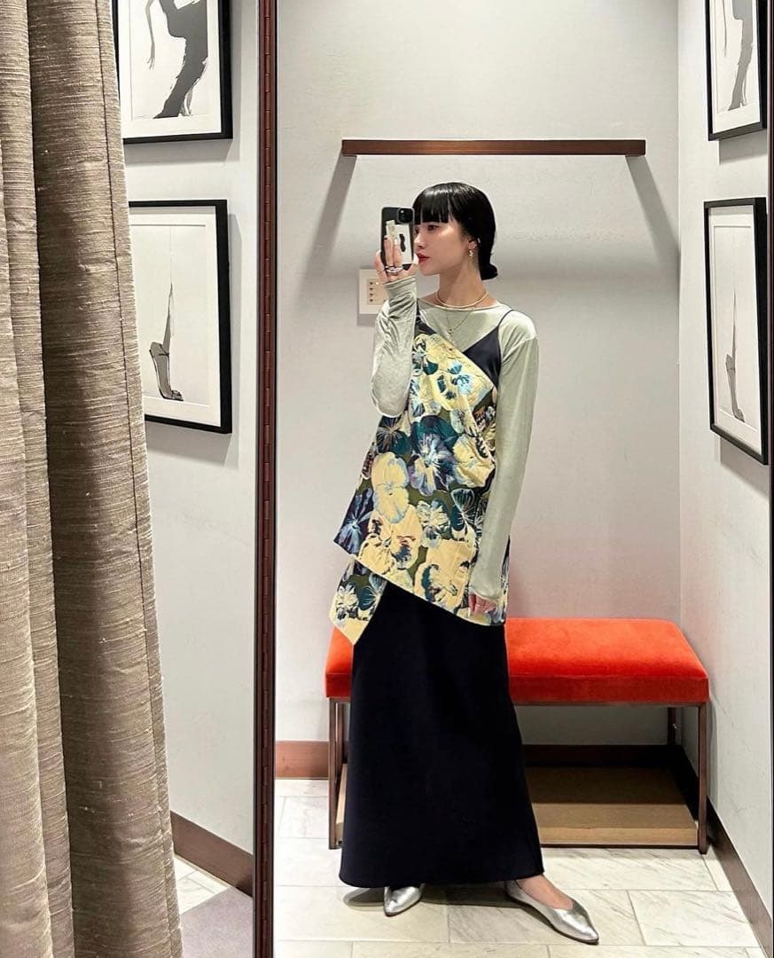 CABaN フラワージャカード リバーシブルラップスカートsacaitomoma