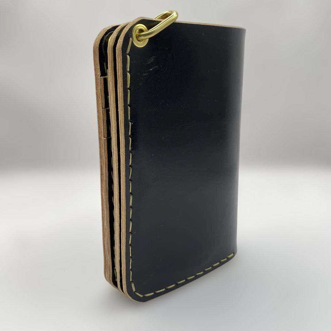 折らずお札収納 真鍮 丘染めブラックの無骨トラッカーウォレット T-MTW729
