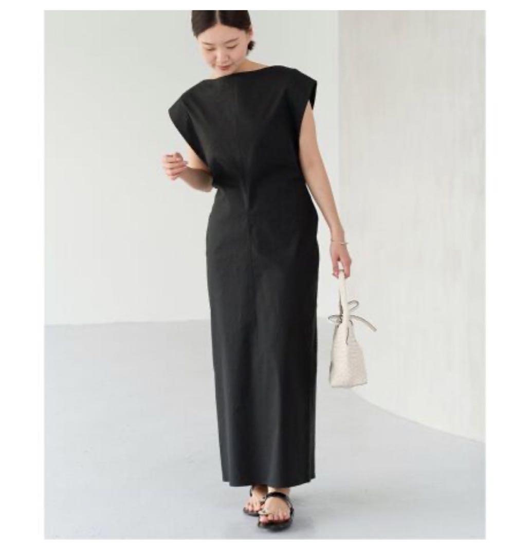 イエナ ストレッチリネンワンピース ブラック