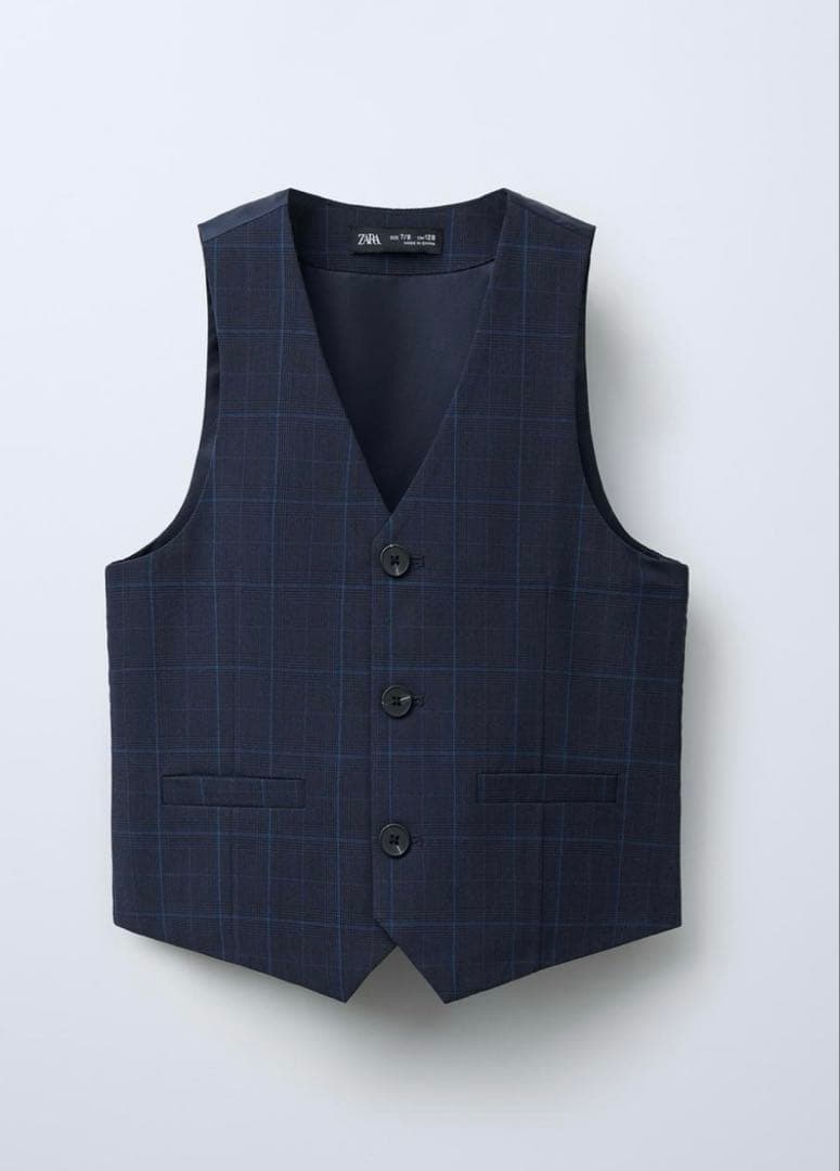 ZARA ネイビー チェック柄 スーツ３点セット　164cm