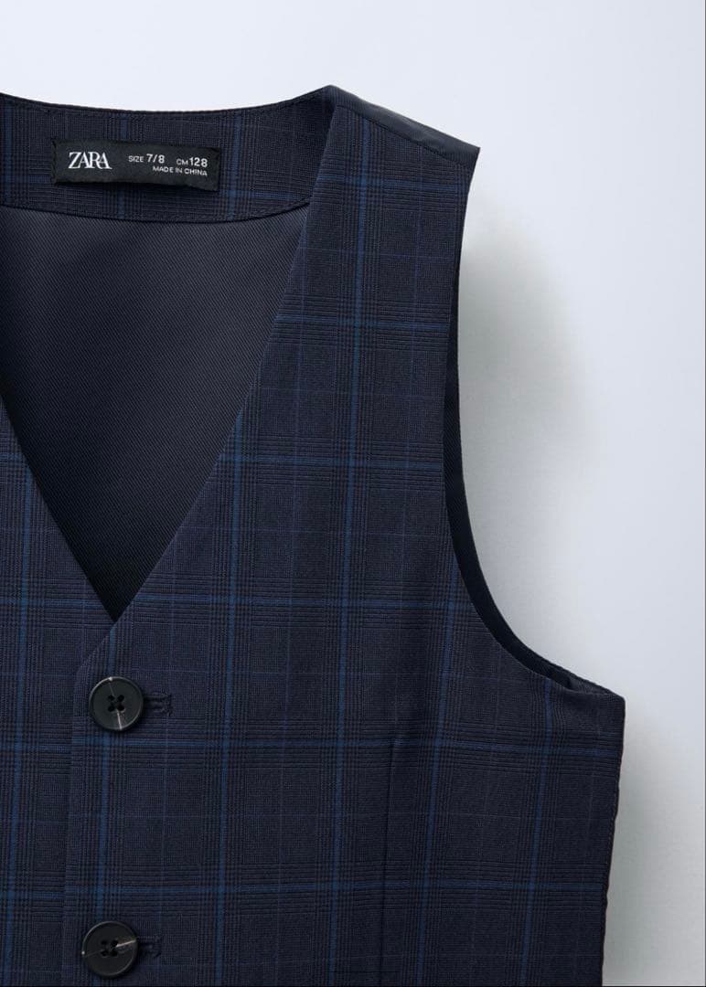 ZARA ネイビー チェック柄 スーツ３点セット　164cm