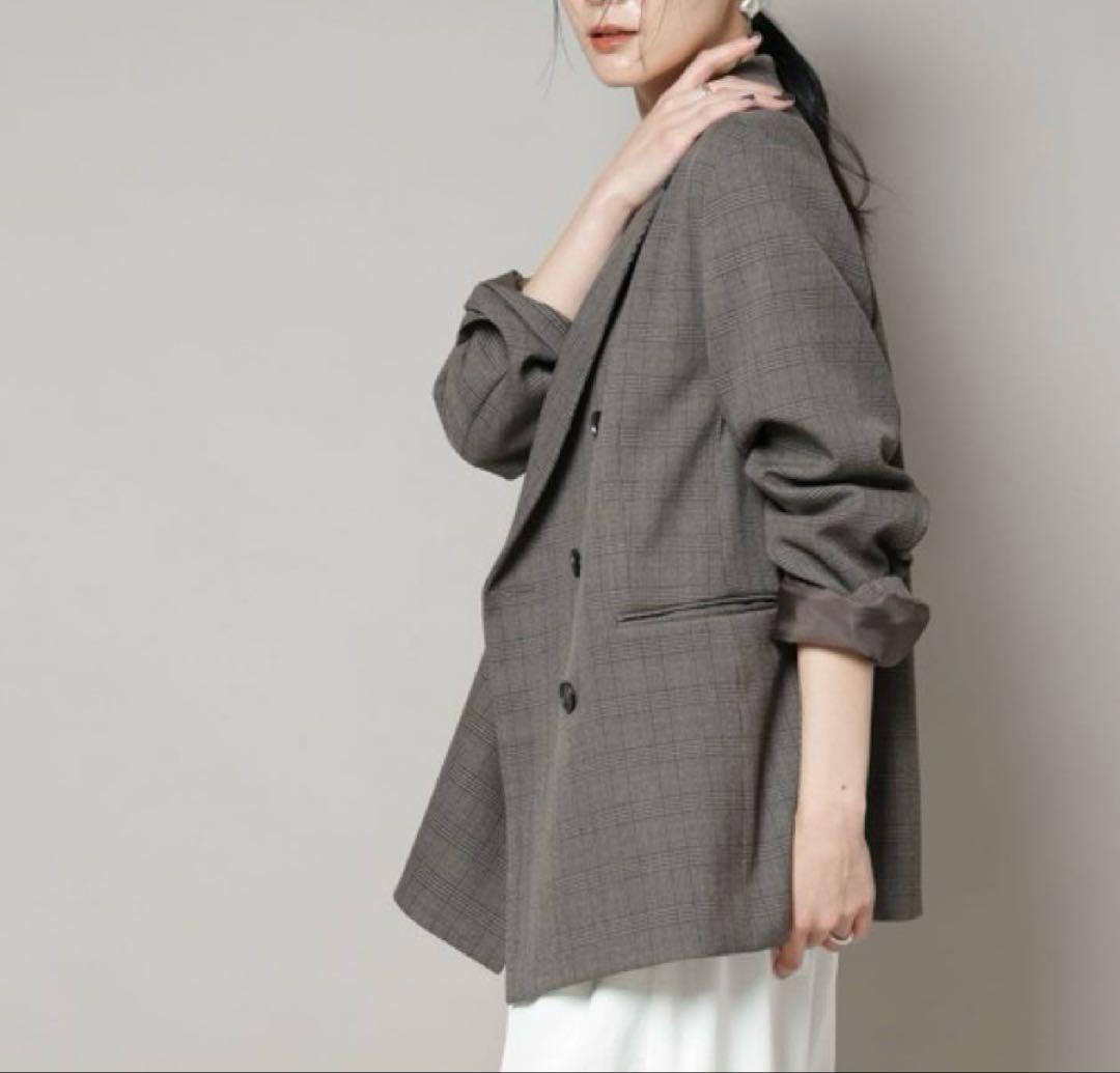 ストレッチサージチェックダブルジャケット BRダブルブレスト