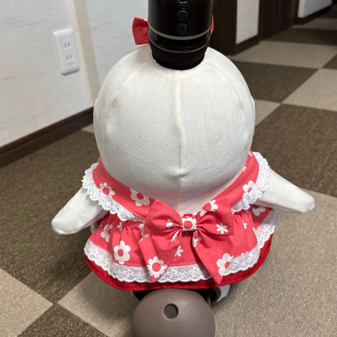 ラボット LOVOT 服 ホワイトフラワー ピンク襟付きワンピース＆帽子セット