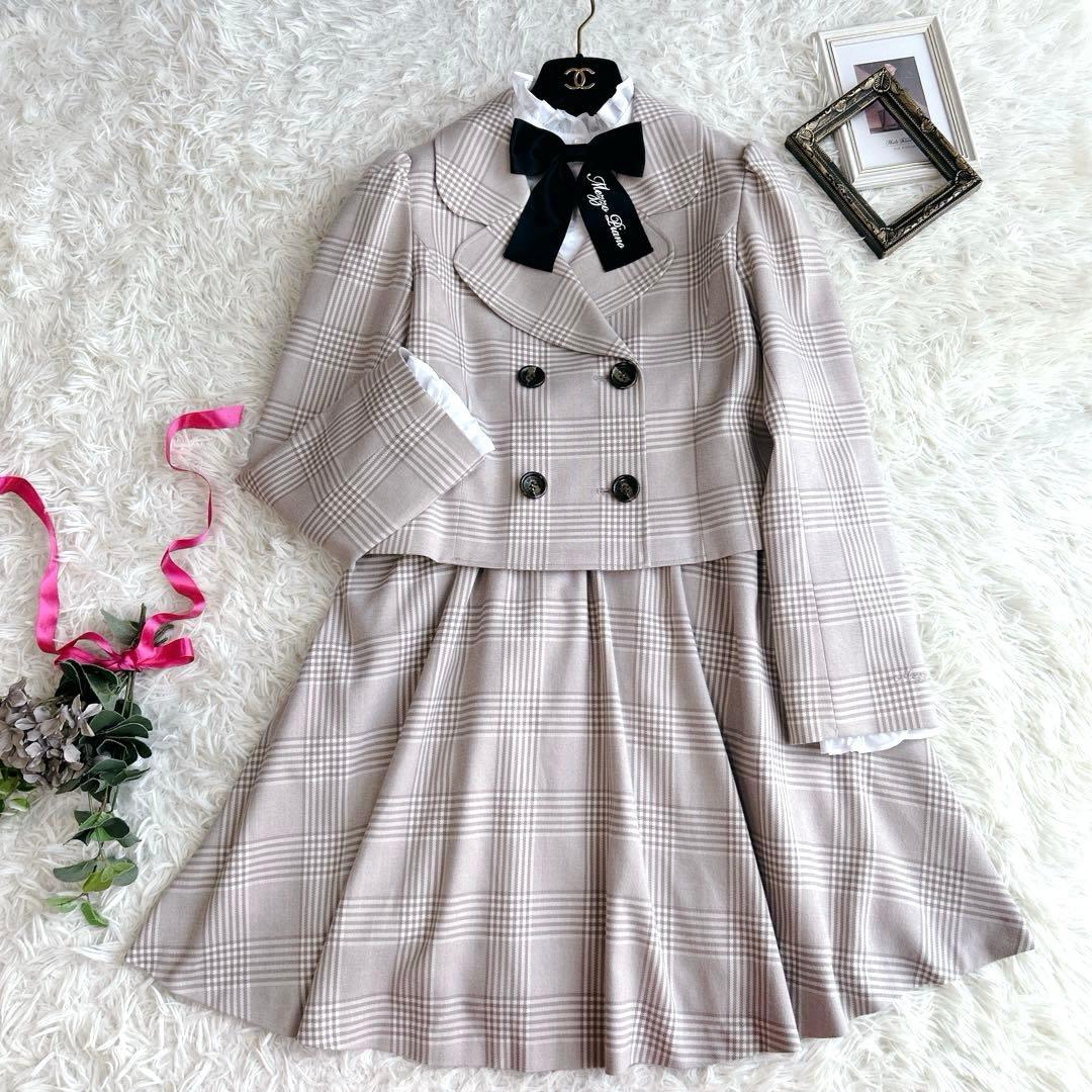 美品✨豪華4点セット　メゾピアノ卒服160cm モカ　チェック柄　甘め　上品