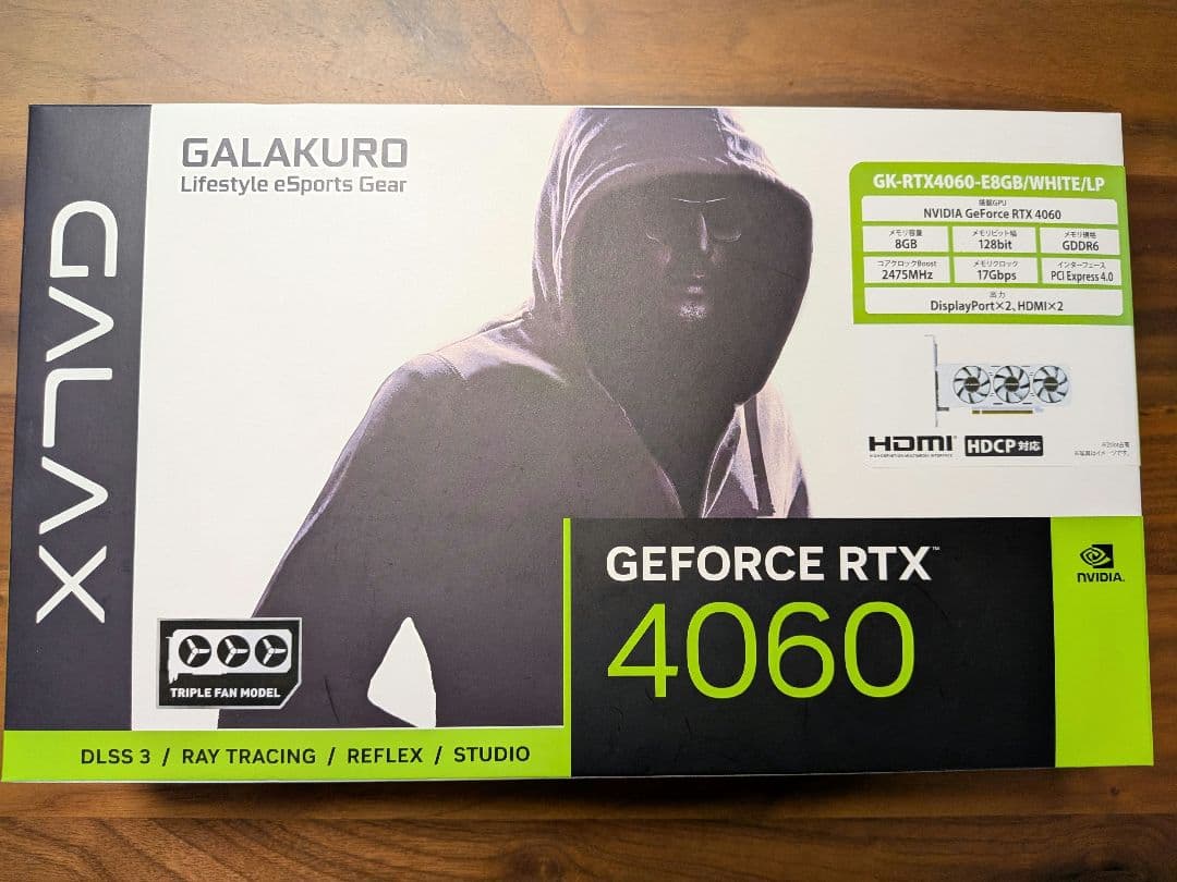 グラフィックボード・グラボ・ビデオカード GeForce RTX4060 GK-RTX4060-E8GB/WHITE/LP