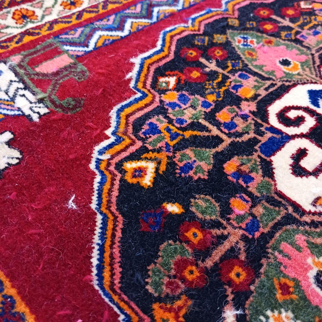 Y3061 ペルシャ絨毯 カシュガイ ウール 手織り 62×64㎝