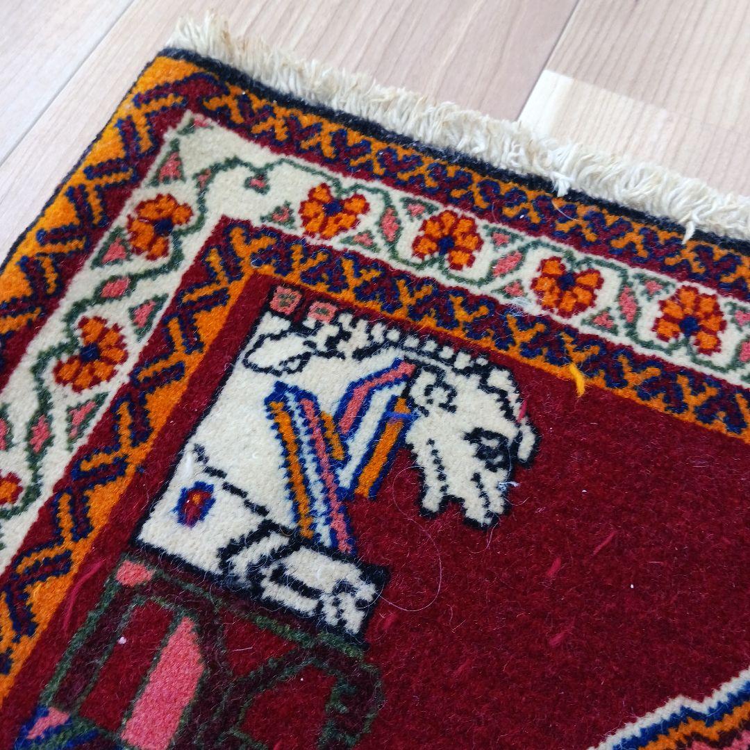 Y3061 ペルシャ絨毯 カシュガイ ウール 手織り 62×64㎝