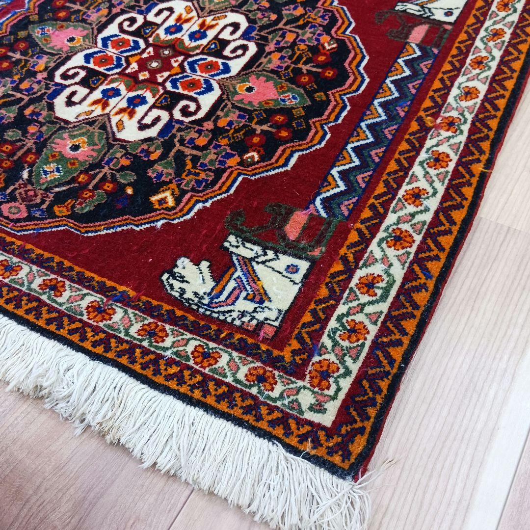 Y3061 ペルシャ絨毯 カシュガイ ウール 手織り 62×64㎝