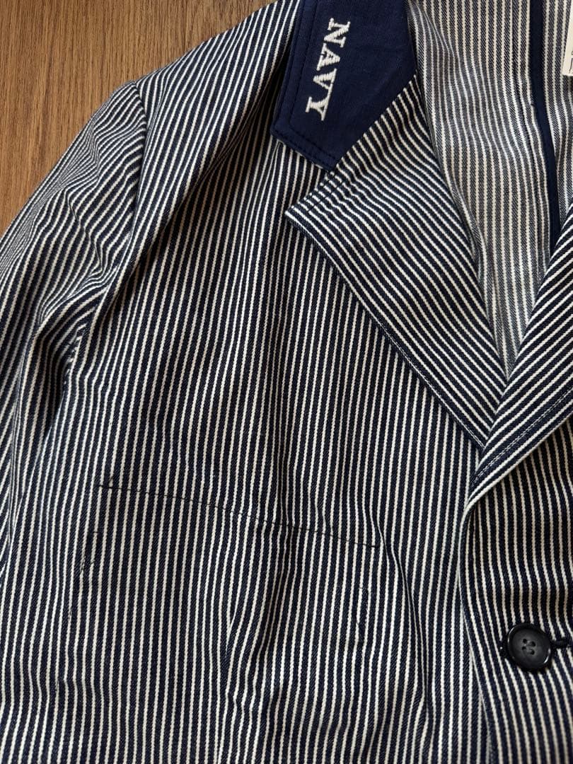 極美品 BLUE BLUE ヒッコリーストライプ カバーオール Lサイズ