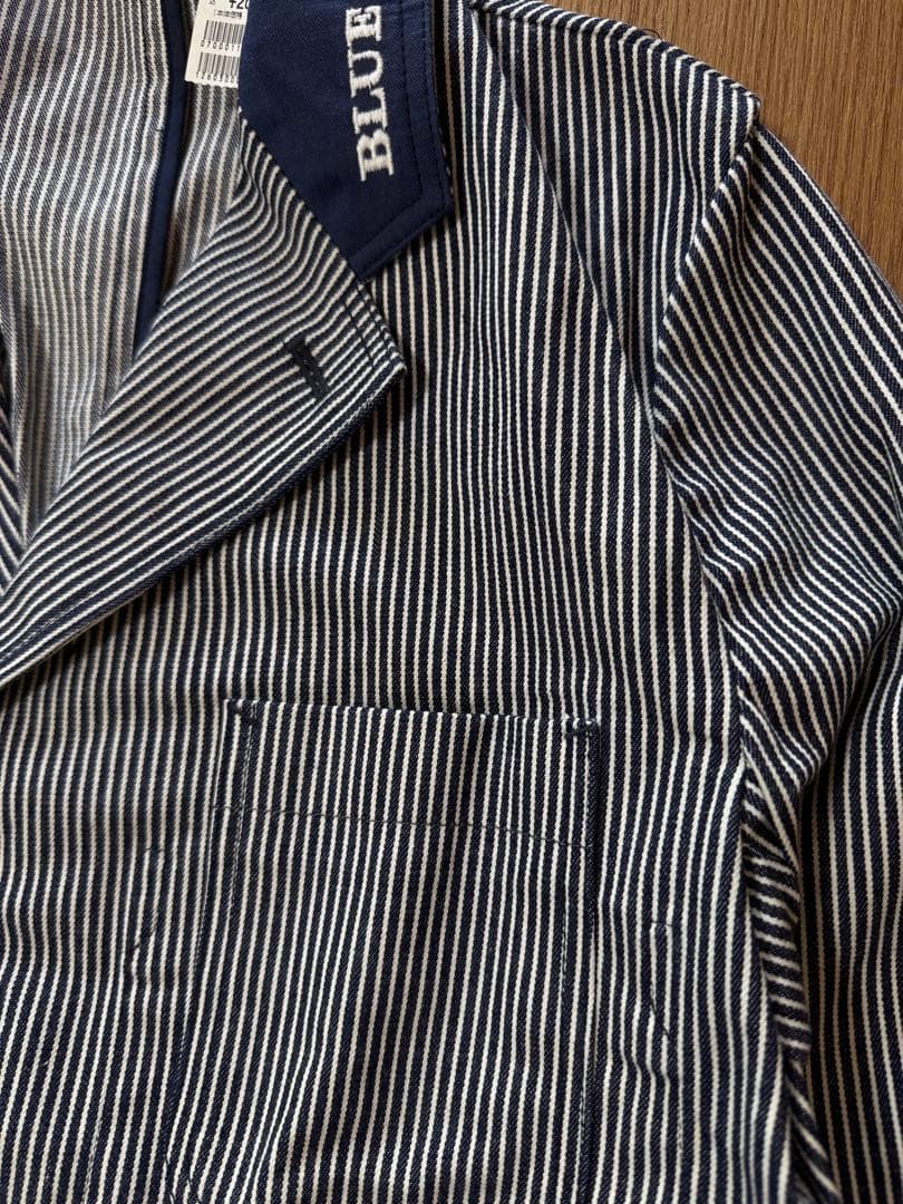 極美品 BLUE BLUE ヒッコリーストライプ カバーオール Lサイズ