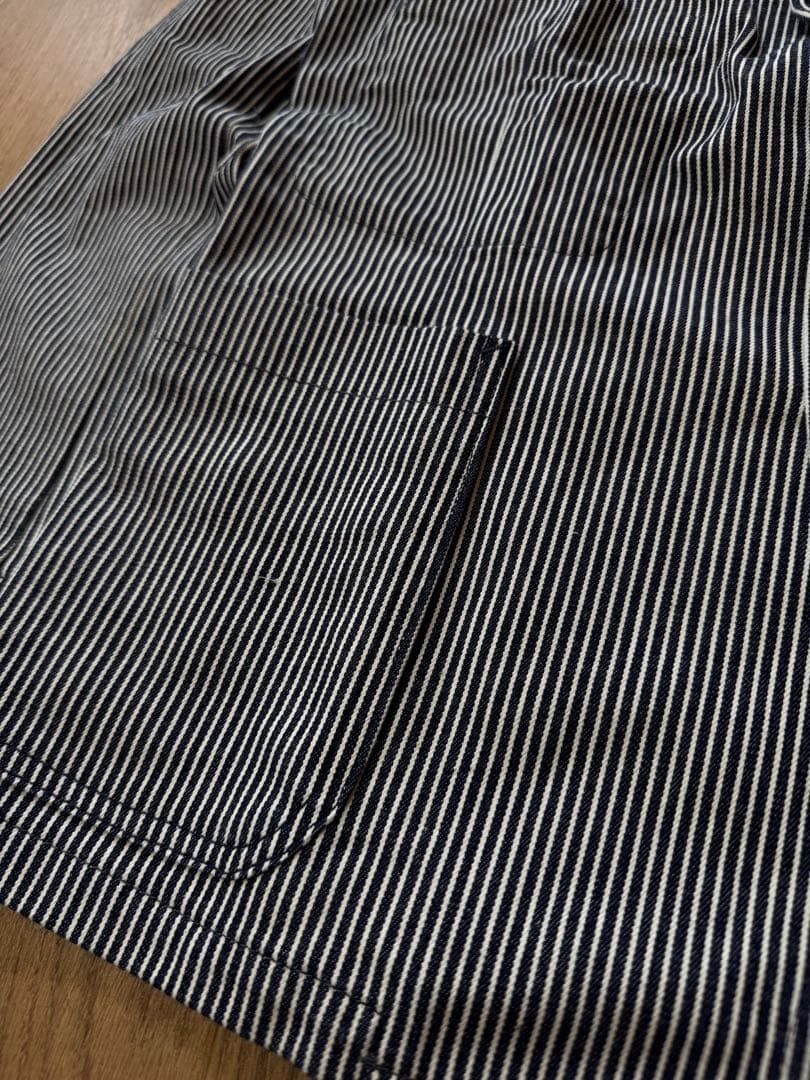 極美品 BLUE BLUE ヒッコリーストライプ カバーオール Lサイズ