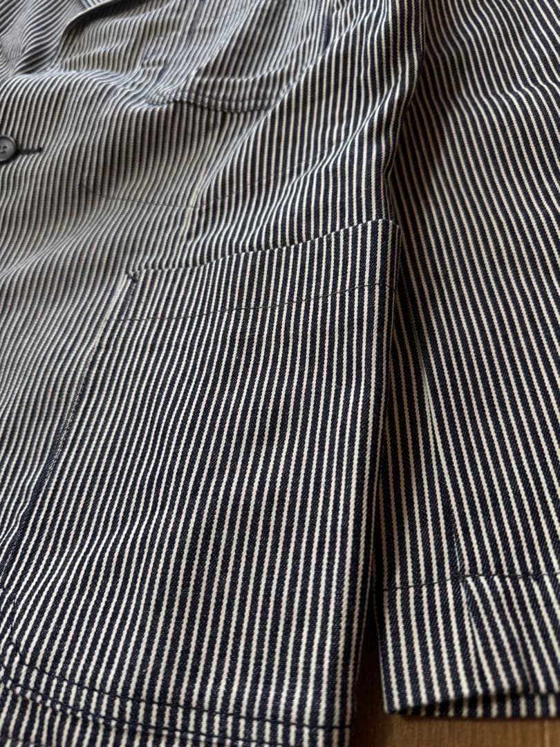 極美品 BLUE BLUE ヒッコリーストライプ カバーオール Lサイズ