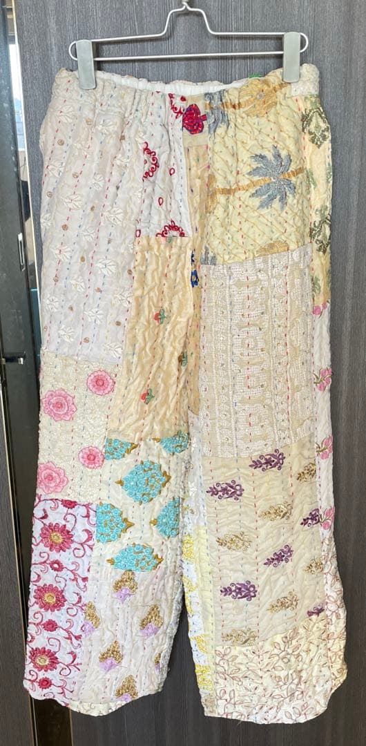 yuruly パッチワークパンツ　カンバディアキルト　ヴィンテージキルト