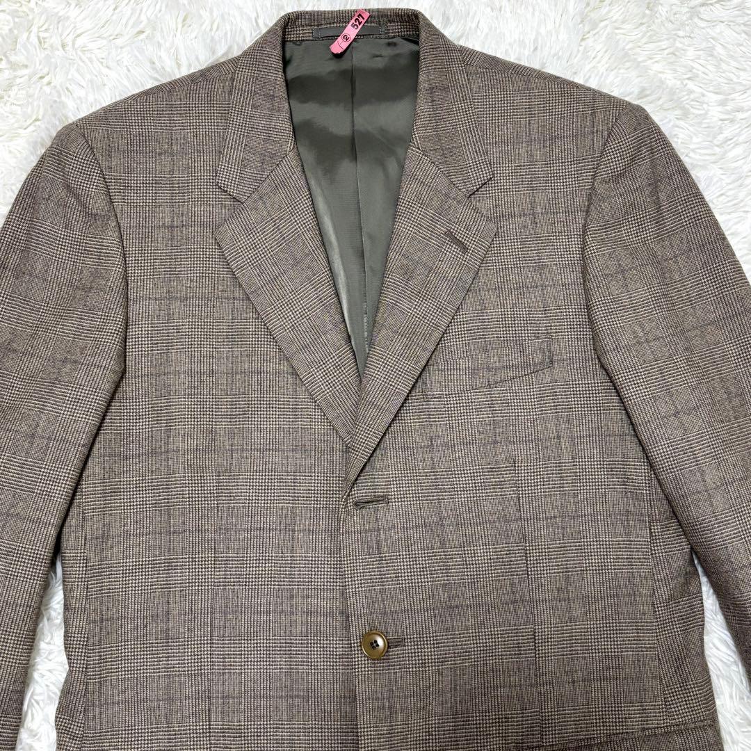 【美品】Lサイズ ポールスミス フランネル グレンチェック スーツ グレージュ