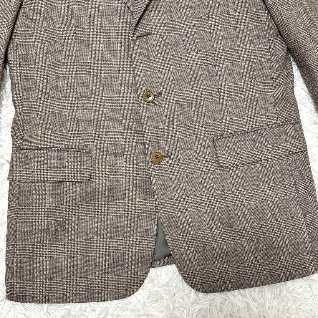【美品】Lサイズ ポールスミス フランネル グレンチェック スーツ グレージュ