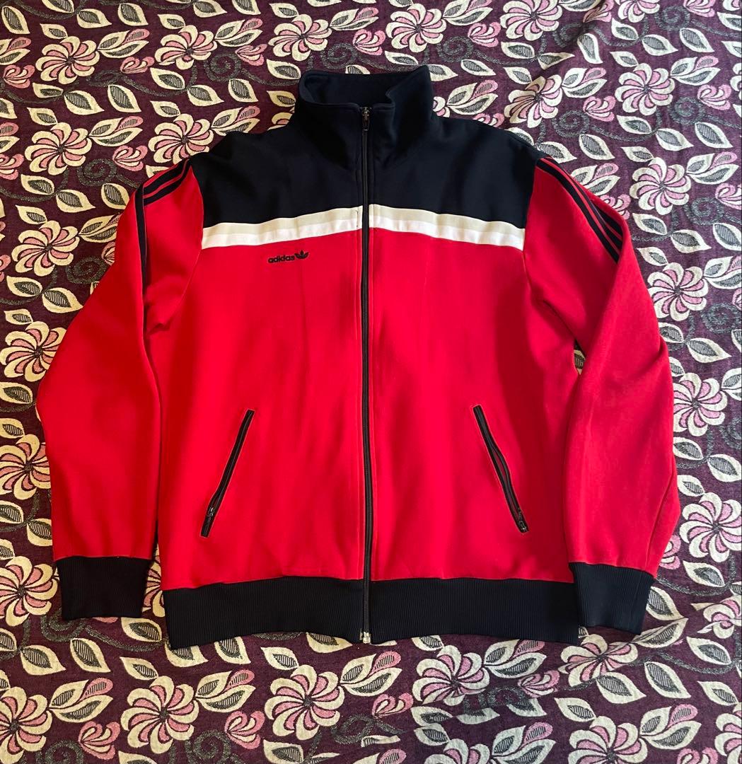70s 80s アディダス トラックジャケット M 赤 西ドイツ デサント製