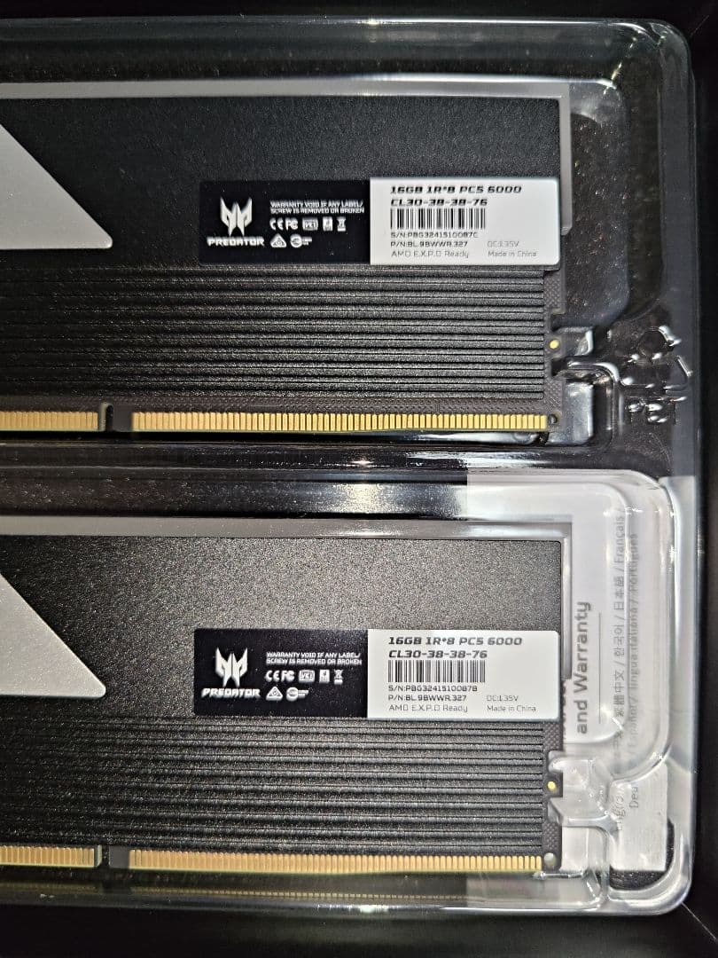 PredatorVesta II DDR5 32GB(16GB×2枚) 6000