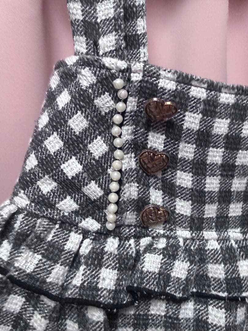 リズリサ ギンガムツイードサスペンダー付スカパン