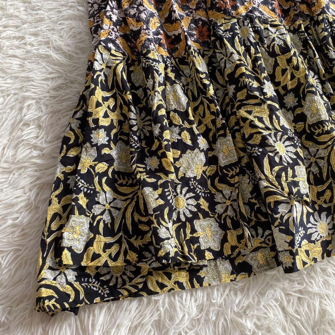 つぶつぶフリーダ　ワンピース　インド四段パッチワークティアードワンピース