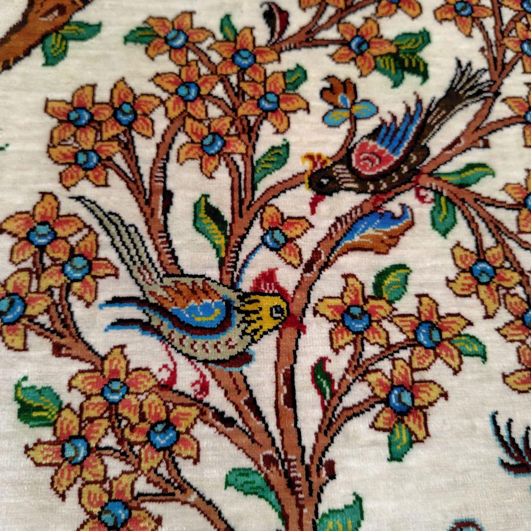 【ツリーマンション】ペルシャ絨毯　シルク手織り　動物パラダイス　高級極美品