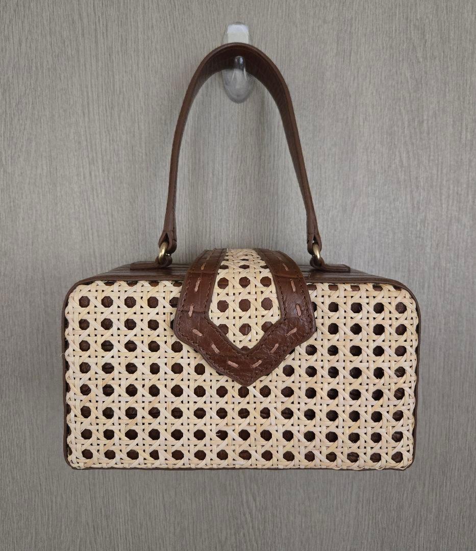 美品 ☆ MEHRY MU　メヘリームー　牛革&籐かごバッグ