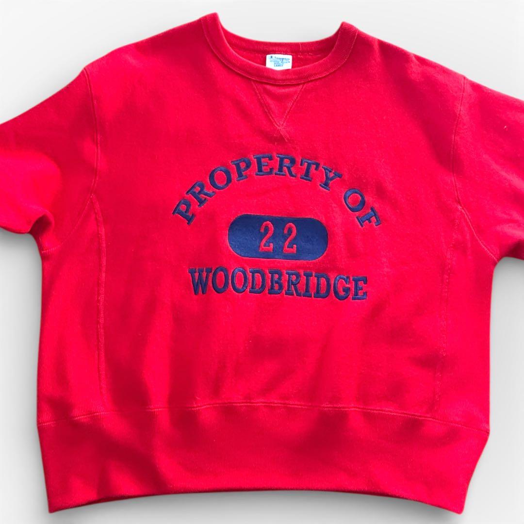 【刺繍ロゴ】チャンピオンスウェット リバースウィーブ L 青タグ 赤 70s復刻