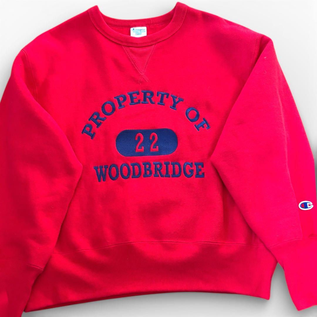 【刺繍ロゴ】チャンピオンスウェット リバースウィーブ L 青タグ 赤 70s復刻