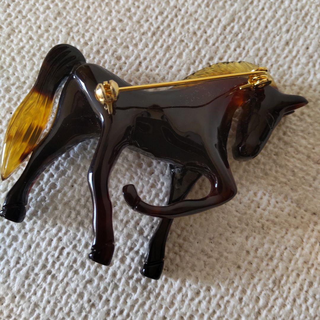 鼈甲 馬 ブローチ美品高級