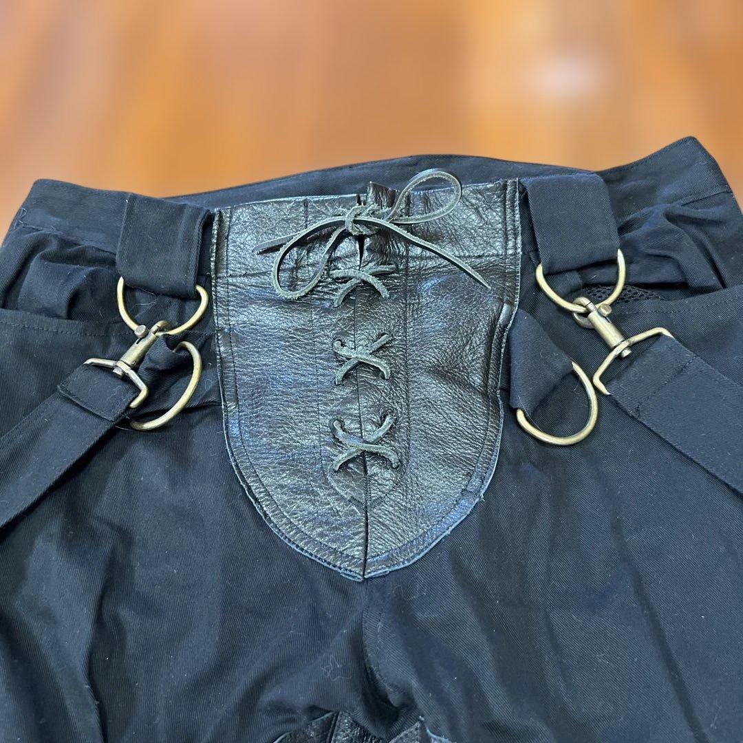 希少　20471120 HYOMA レザーコンビボンテージハーフパンツ